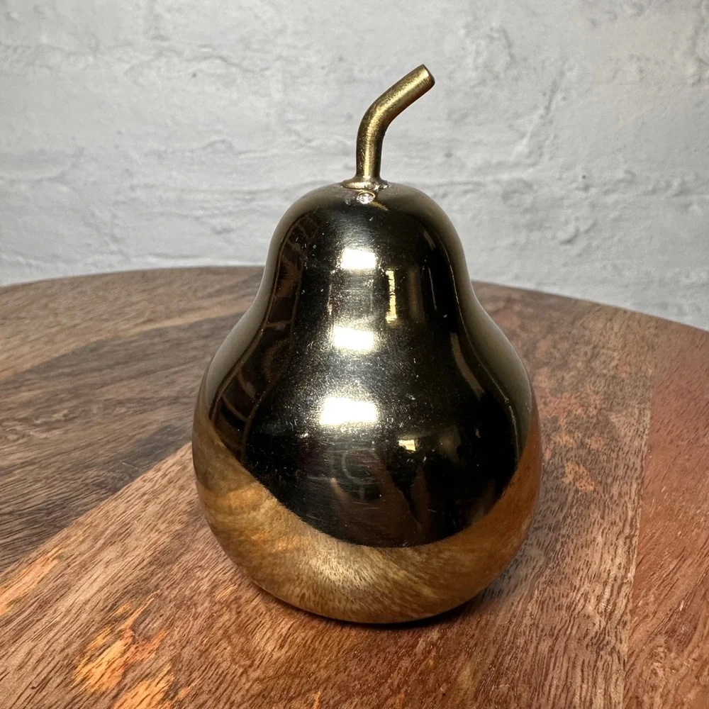 West Elm Gold Pear and Bird Salt Pepper Shaker Set